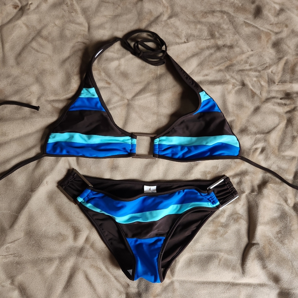 Brown and Blue Bikini
